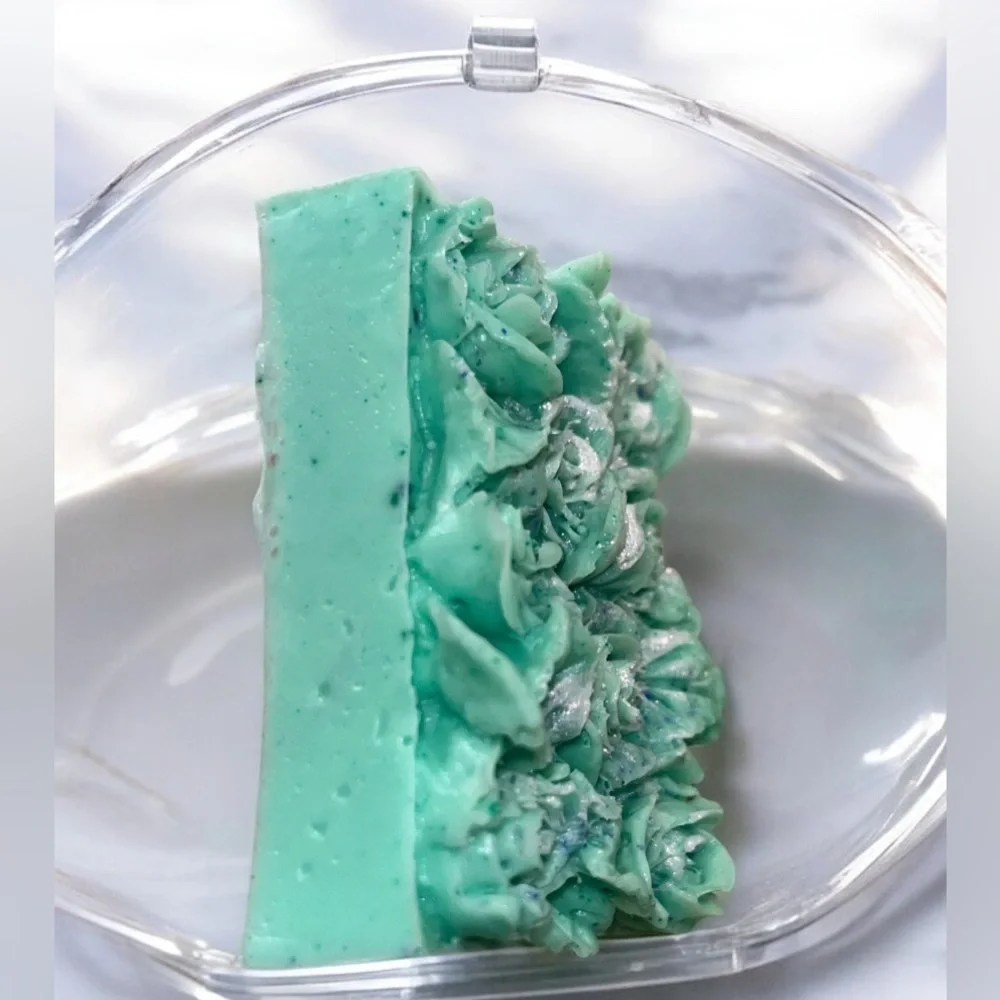 Rosemary SHIMMER Scent 3D roses soap 2x3 inch 4oz shea butter & goat milk
